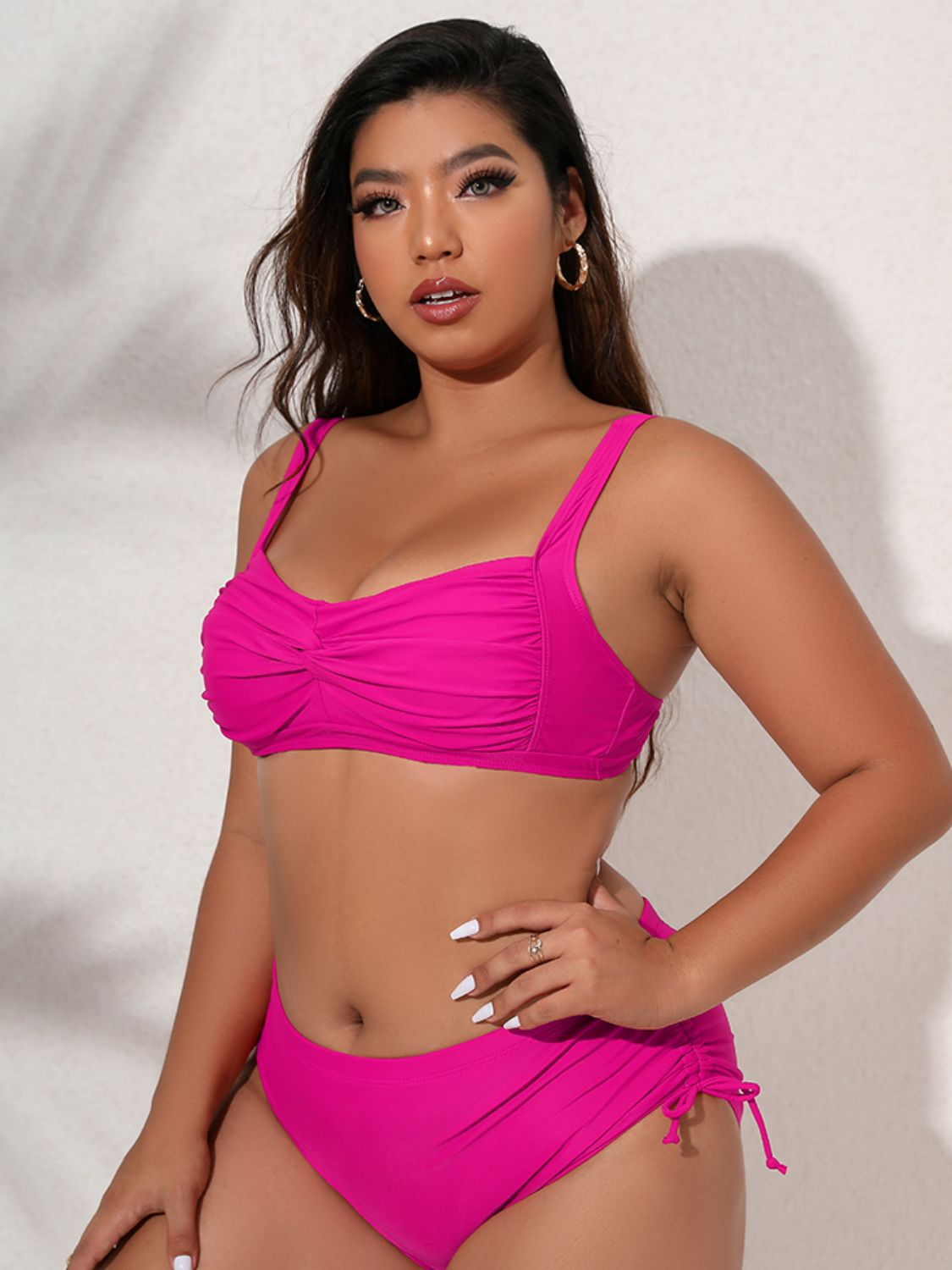 Plus Size Twist Front Tied Bikini Set - SELFTRITSS   