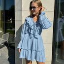 Long Sleeve Ruffle Short Dress - SELFTRITSS   