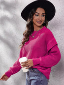 Lilac Chic Ruffled Long Sleeve Shoulder Sweater