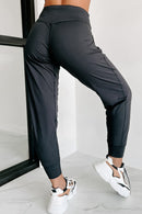 Black Exposed Seam High Waist Pocketed Joggers - SELFTRITSS