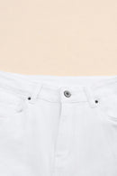 White Distressed Ripped Holes High Waist Skinny Jeans - SELFTRITSS