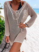 Openwork Tie Neck Cover-Up - SELFTRITSS