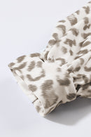 Khaki Ribbed Color Block Leopard Splicing Plus Size Top - SELFTRITSS
