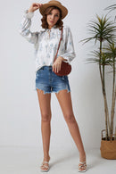 Sky Blue Distressed Raw Edge Jean Shorts - SELFTRITSS