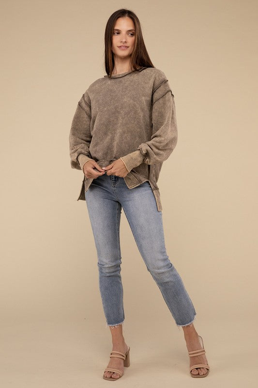 Womens French Terry Exposed-Seam Sweatshirt