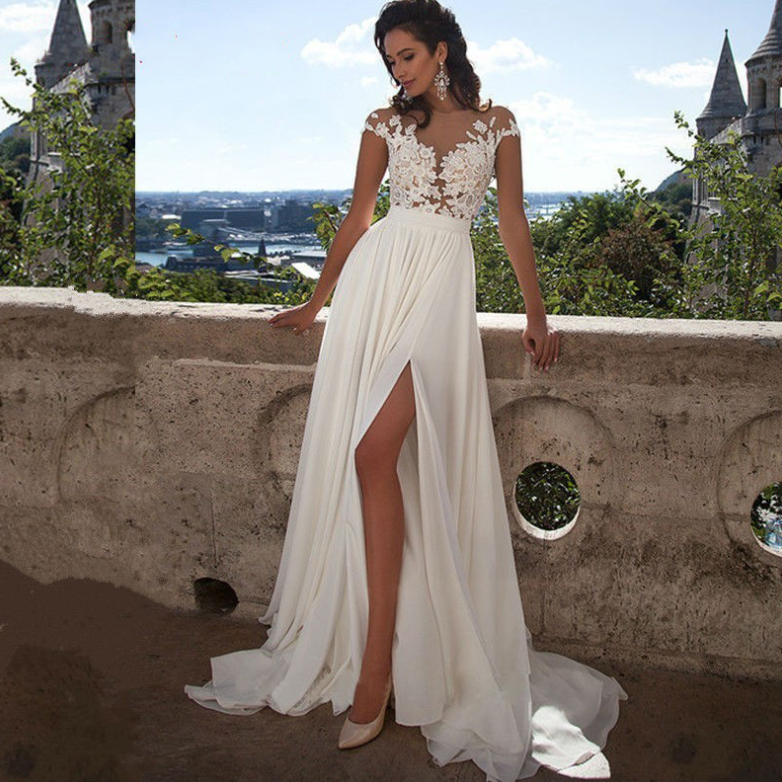 High Slit Bohemian wedding dress - SELFTRITSS