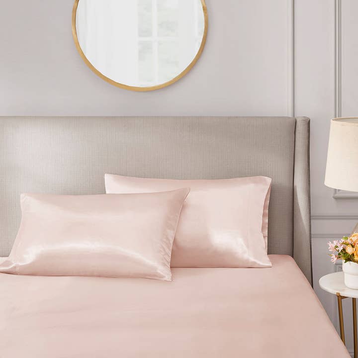 Luxury Satin 2-Piece Pillowcase Set, Blush Pink - SELFTRITSS