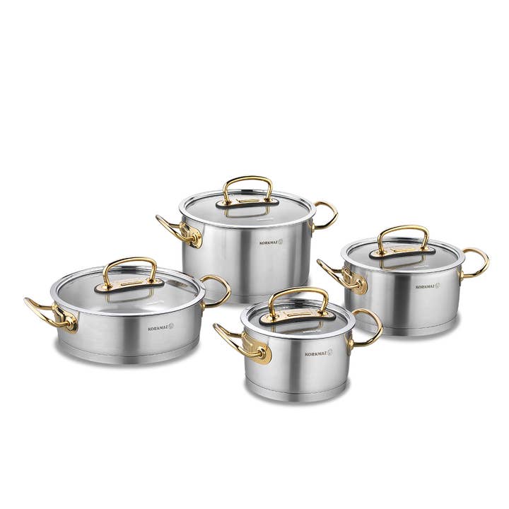 Stainless Steel Cookware Set, Cooking Pots with Lids, 8 Pcs