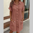 Summer Short Sleeve Shirt Loose Dress - SELFTRITSS   