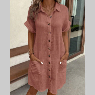 Summer Short Sleeve Shirt Loose Dress - SELFTRITSS   