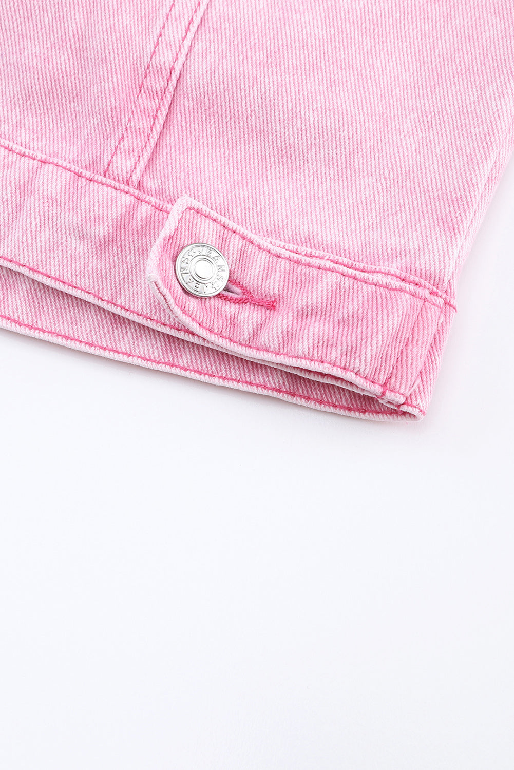 Pink Acid Wash Button Flap Pocket Denim Jacket - SELFTRITSS   