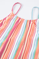 Bohemian Striped Print Sleeveless Holiday Maxi Dress - SELFTRITSS