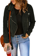 Buckle Belted Zip Up Corduroy Jacket - SELFTRITSS   