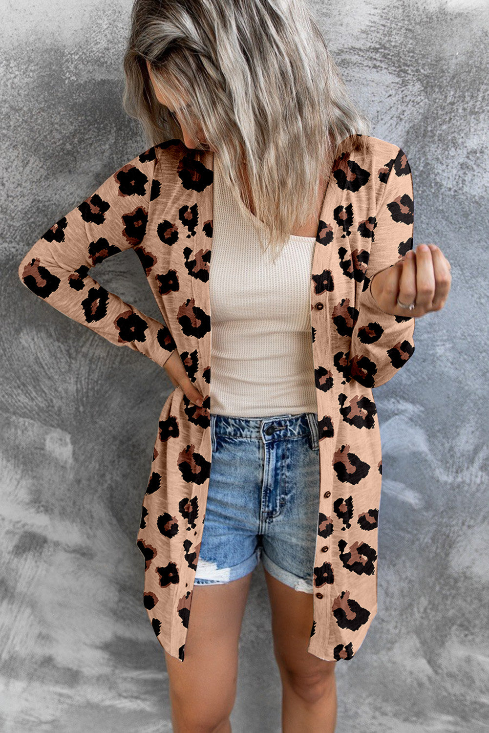 Leopard Printed Open Front Cardigan - SELFTRITSS   