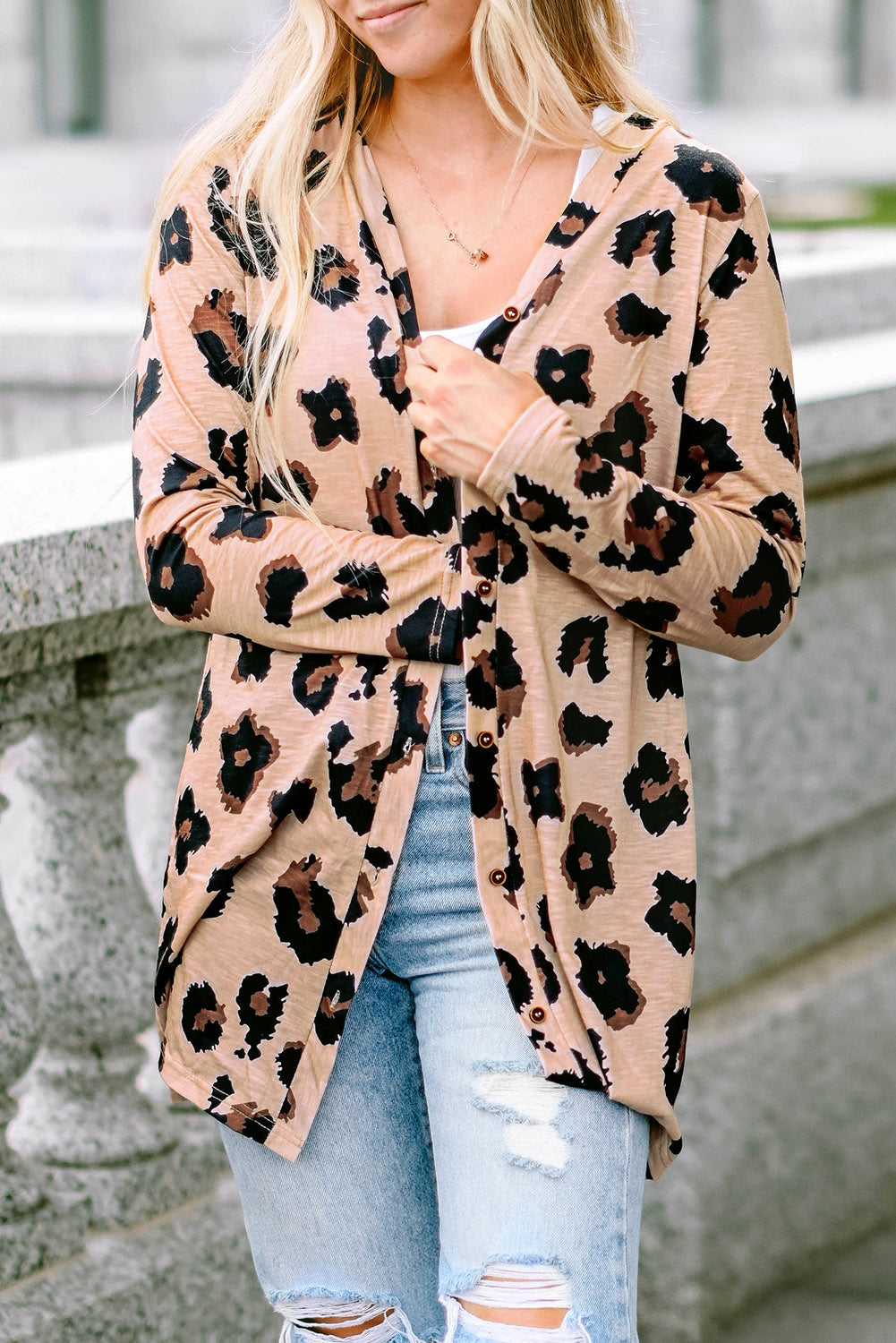 Leopard Printed Open Front Cardigan - SELFTRITSS   