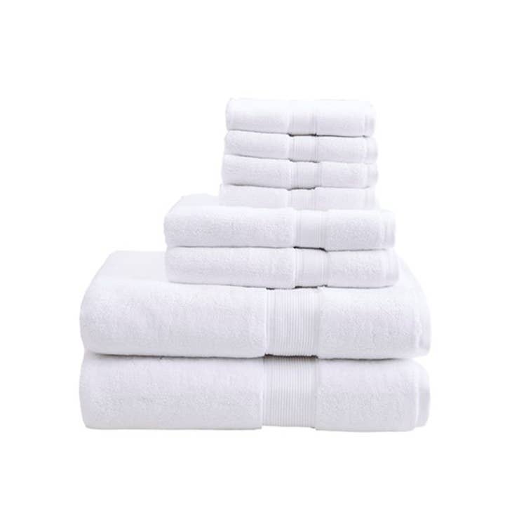 Antibacterial Spa-Like 8-Piece Bathroom Towel Set, White - SELFTRITSS