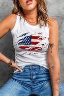 Full Size US Flag Graphic Round Neck Tank - SELFTRITSS