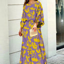 Loose Printed Long Sleeve Top And High Waist Long Skirt Set - SELFTRITSS   