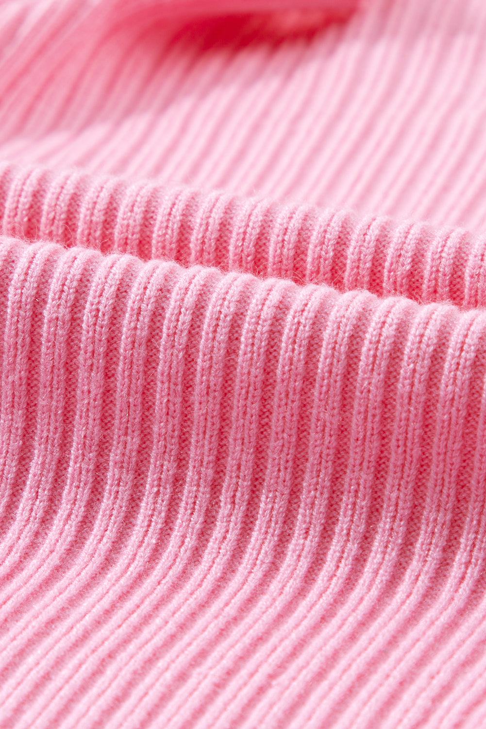 Pink Patch Pocket Ribbed Knit Short Sleeve Sweater - SELFTRITSS   