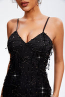 Sequin V-Neck Wrap Cami Dress - SELFTRITSS