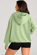 Pocketed Half Zip Long Sleeve Hoodie - SELFTRITSS   