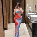 Slim Slit Tube Long Dress Summer Sexy Pint Party Beach Dresses Women's Clothing - SELFTRITSS   