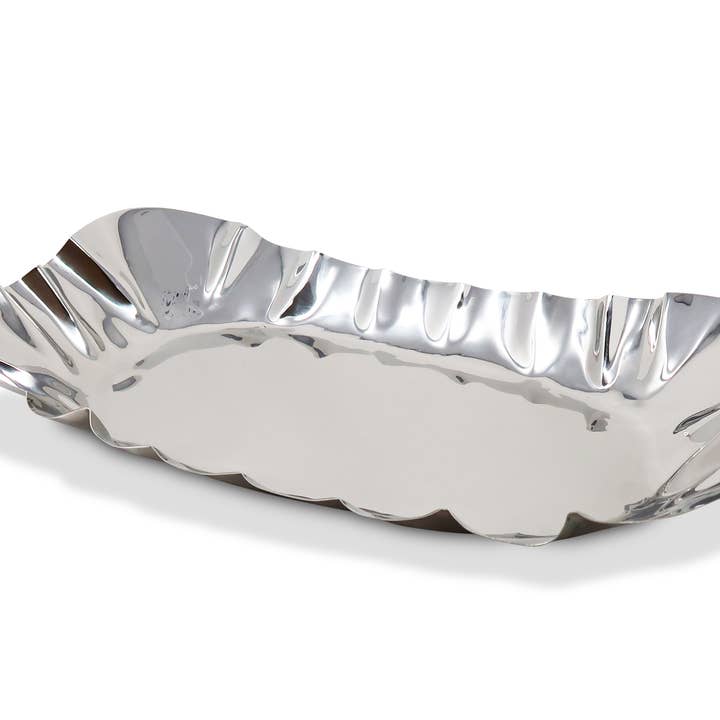 Stainless Steel Hammered Serving Tray, 17.25"L - SELFTRITSS