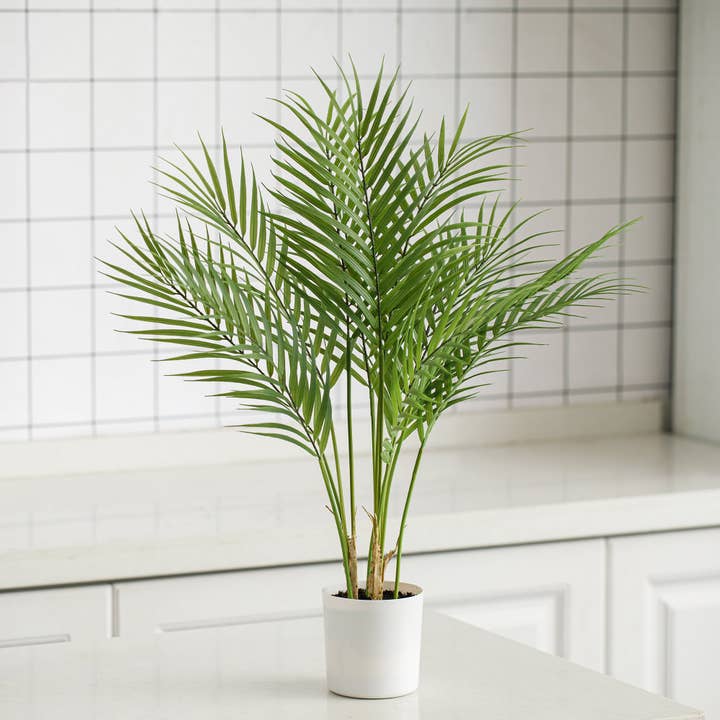30" Artificial Palm Tree in White Pot