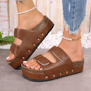 PU Leather Studded Platform Sandals - SELFTRITSS