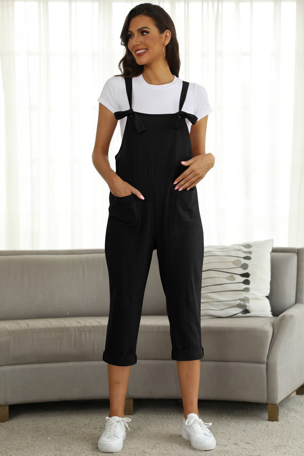 Full Size Square Neck Wide Strap Jumpsuit - SELFTRITSS   