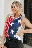 Fiery Red American Flag Stars and Stripes Tank Top - SELFTRITSS   