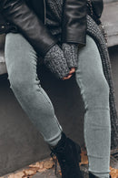 Dark Grey Vintage Wash Ribbed Leggings - SELFTRITSS