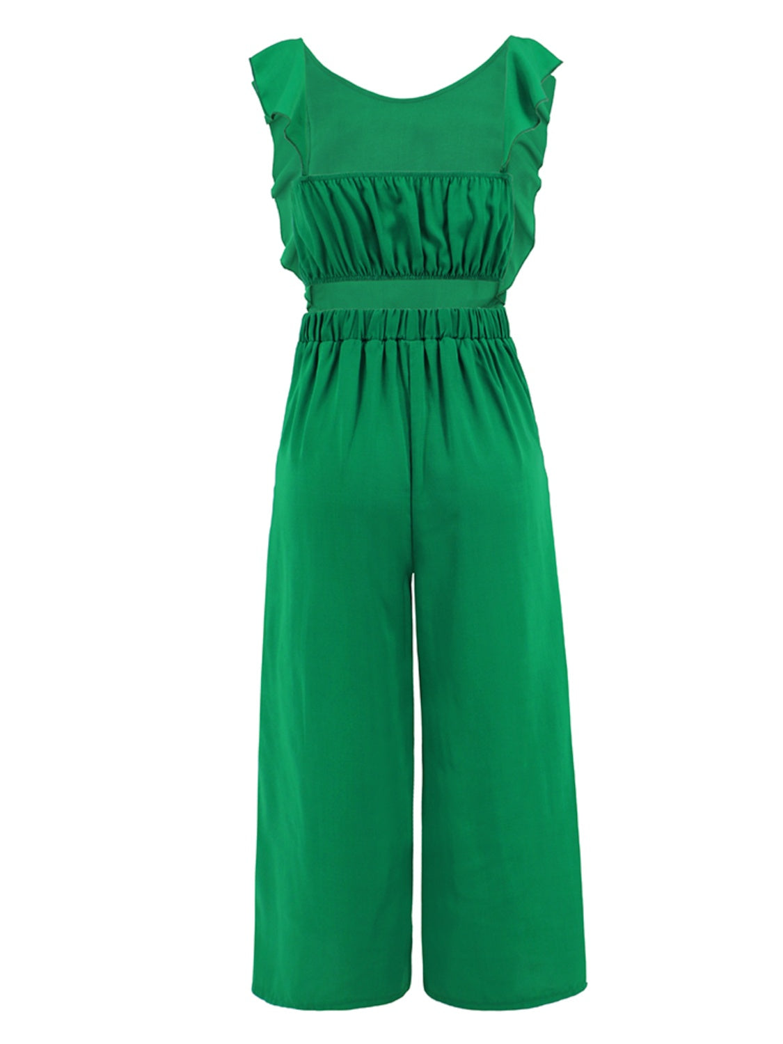 Tied Ruffled Round Neck Jumpsuit - SELFTRITSS