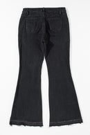 Black High Waist Button Front Flare Jeans - SELFTRITSS