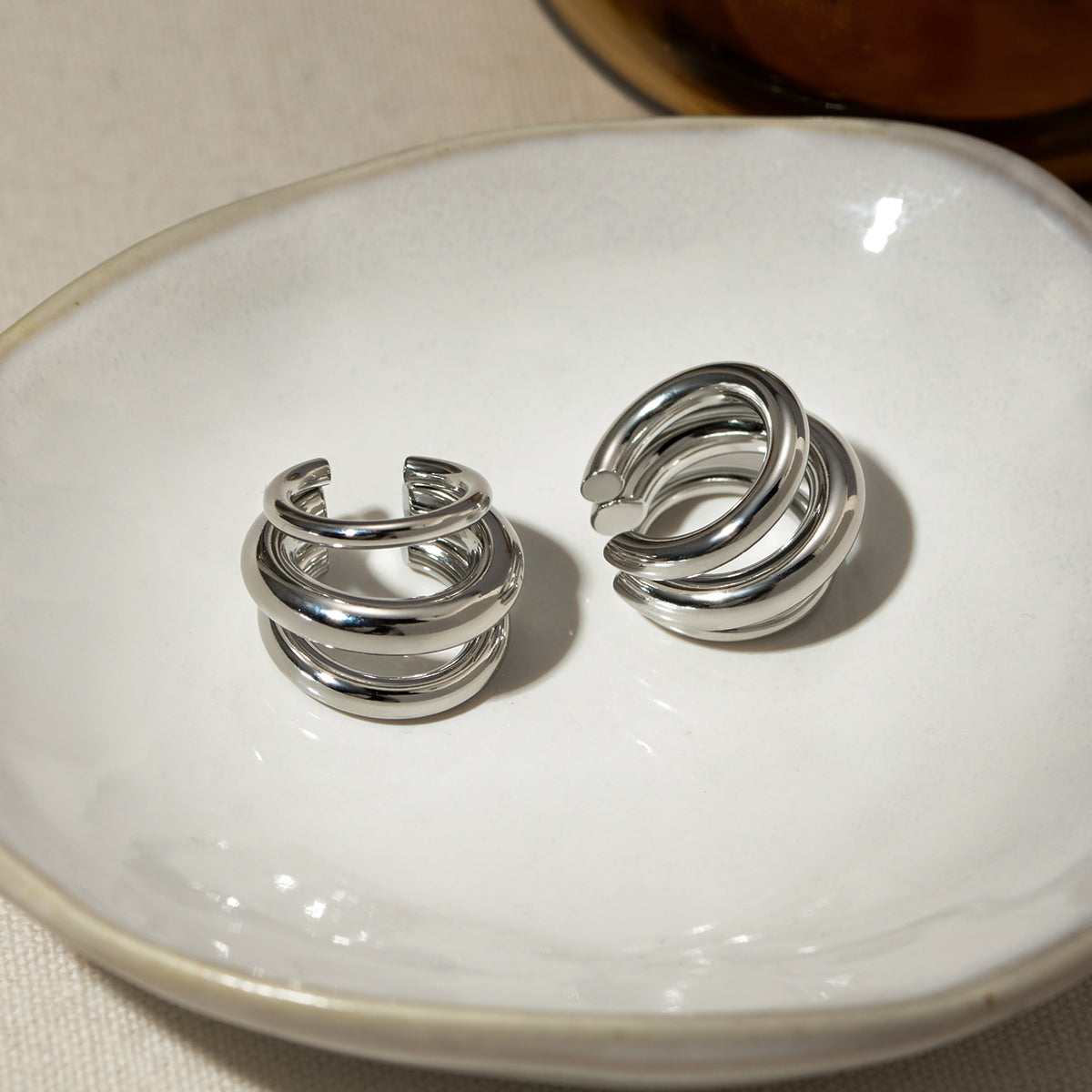 Stainless Steel Layered Cuff Earrings - SELFTRITSS