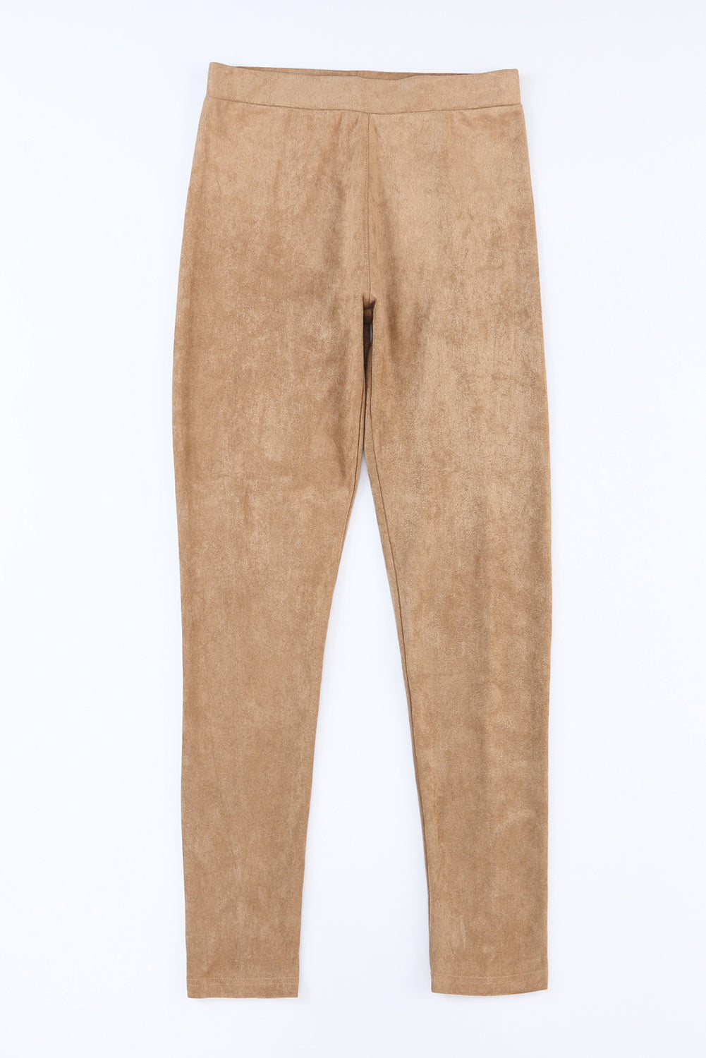 Khaki High Waist Faux Suede Skinny Leggings - SELFTRITSS