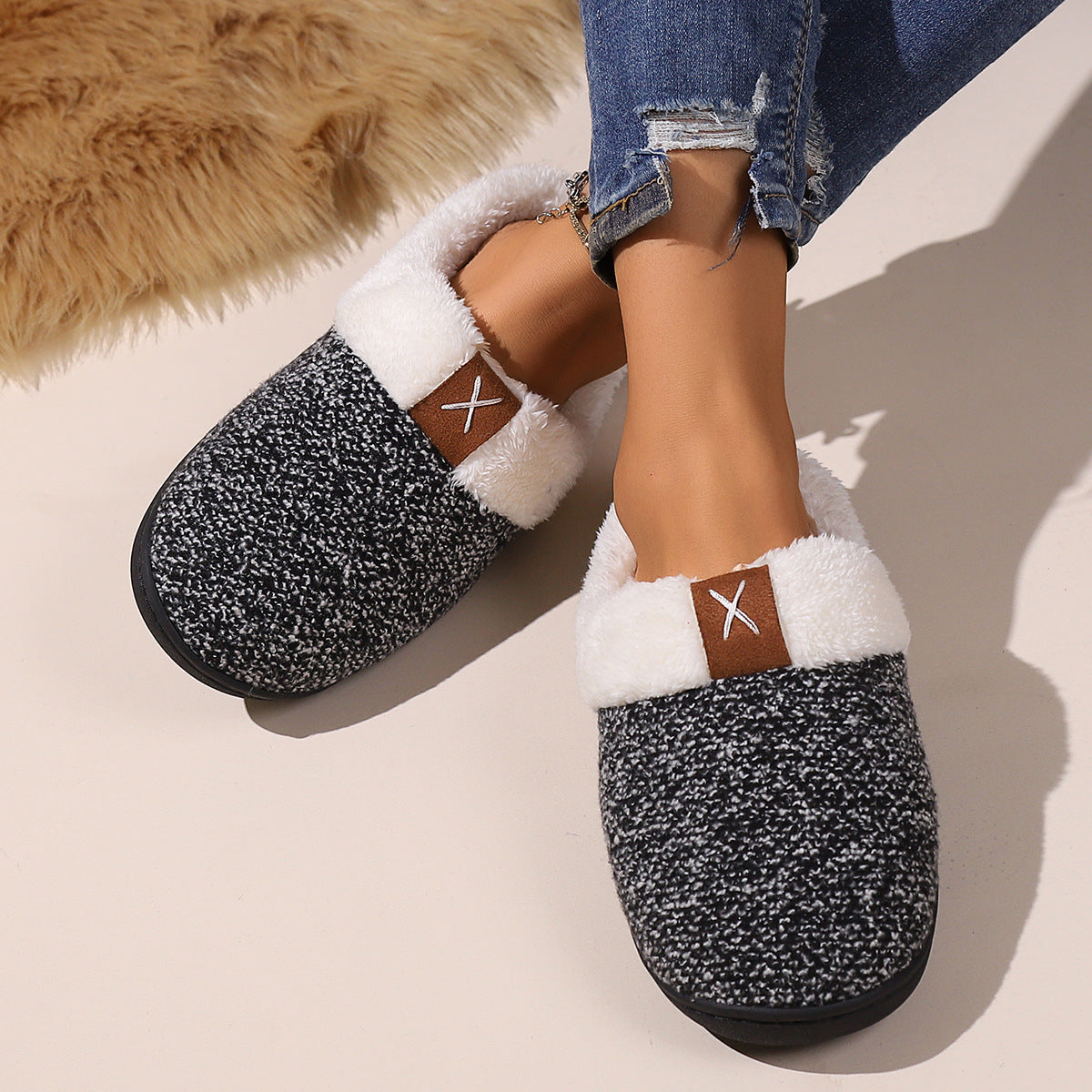 Winter warm lined slippers