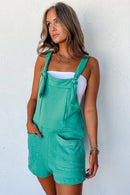 Mint Green Knotted Straps French Terry Romper - SELFTRITSS   