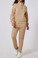 Half Snap Turtleneck Top and Pants Active Set - SELFTRITSS   