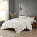 Ruched Faux Fur All-Season Comforter Set, Ivory - SELFTRITSS   