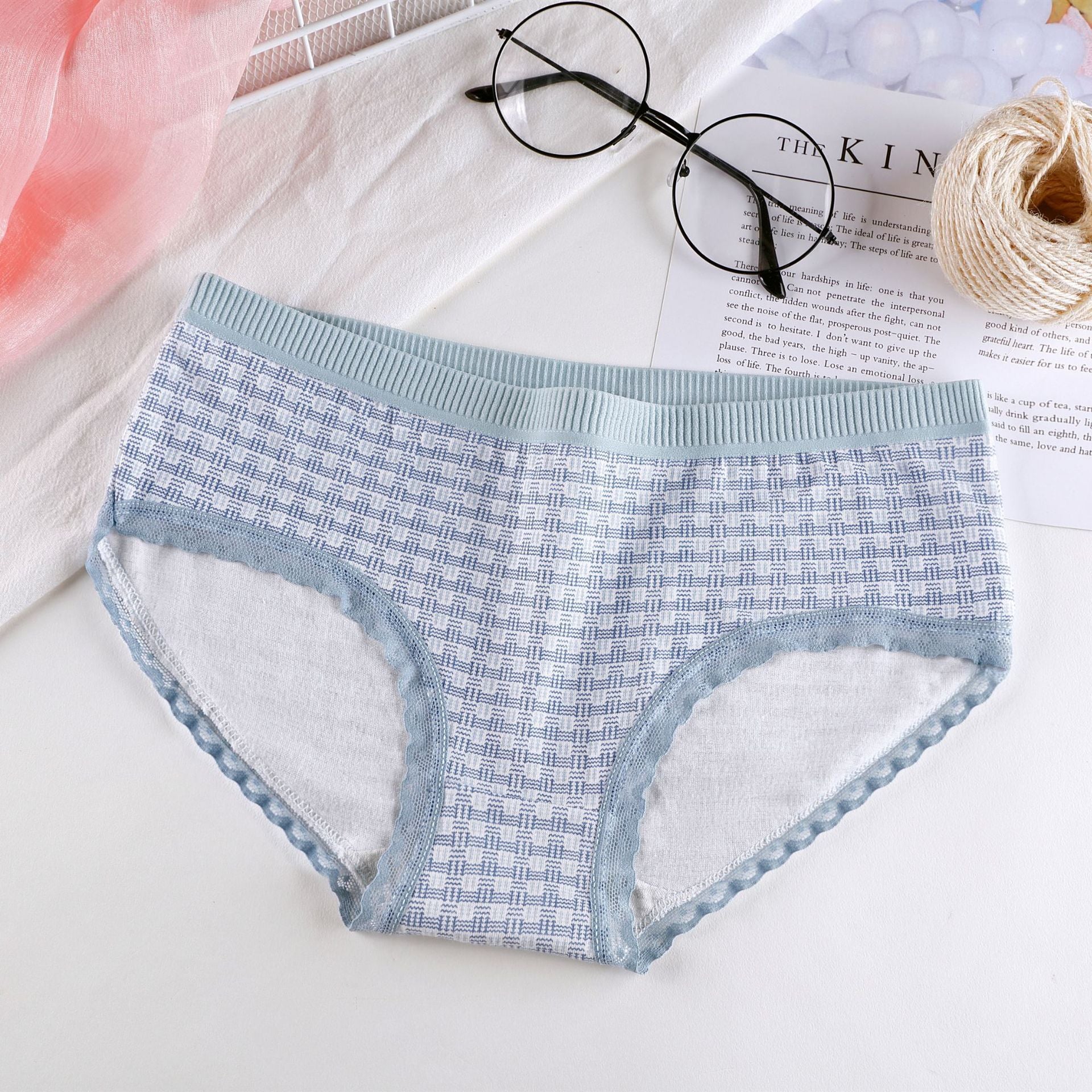 Plaid Printed Cotton Period Underwear For Women (4 PACK) - SELFTRITSS   