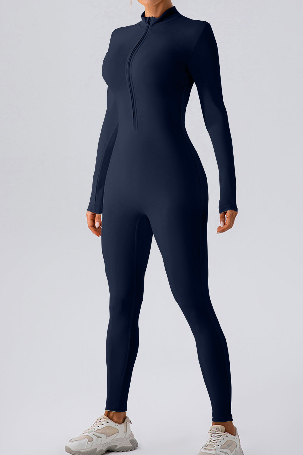 Half Zip Mock Neck Active Jumpsuit - SELFTRITSS