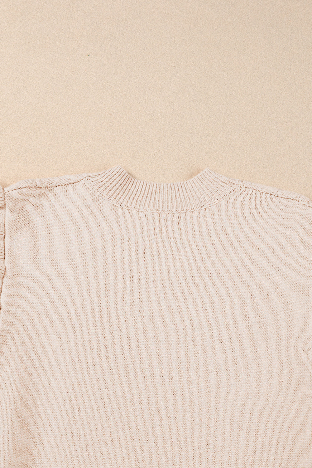 Parchment Cable Knit Mock Neck Cap Sleeve Sweater - SELFTRITSS   