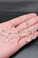 Silvery Alloy Hollowed Flower Hook Earrings - SELFTRITSS   