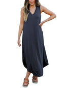 Full Size V-Neck Midi Tank Dress - SELFTRITSS   