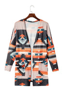 Orange Western Tribal Aztec Print Cardigan - SELFTRITSS   