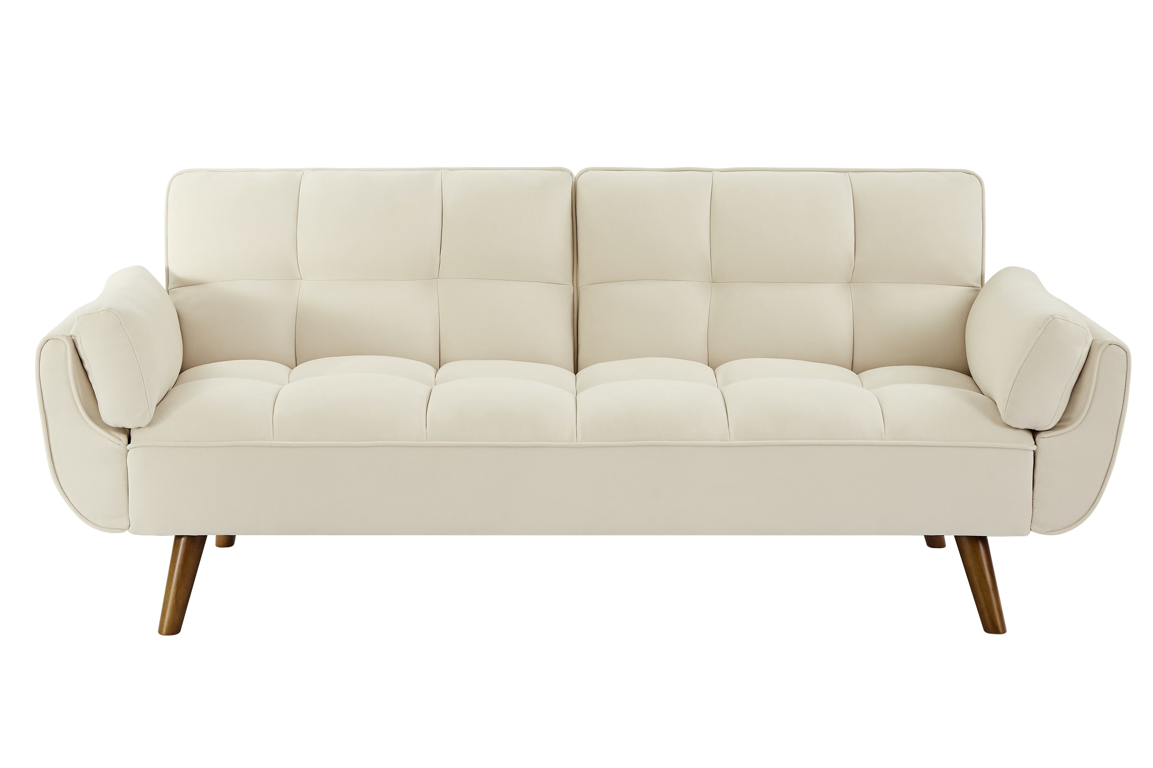 Cream 74.4 inch Foam Futon Sofa Bed