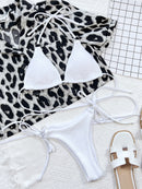 Textured Halter Neck Tie Side Bikini Set - SELFTRITSS