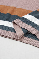 Camel Striped Knit Crew Neck T Shirt Sweater - SELFTRITSS   