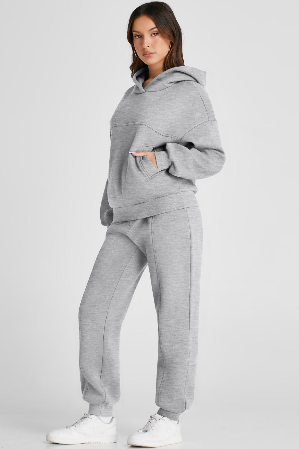 Dropped Shoulder Long Sleeve Hoodie and Pants Active Set - SELFTRITSS   